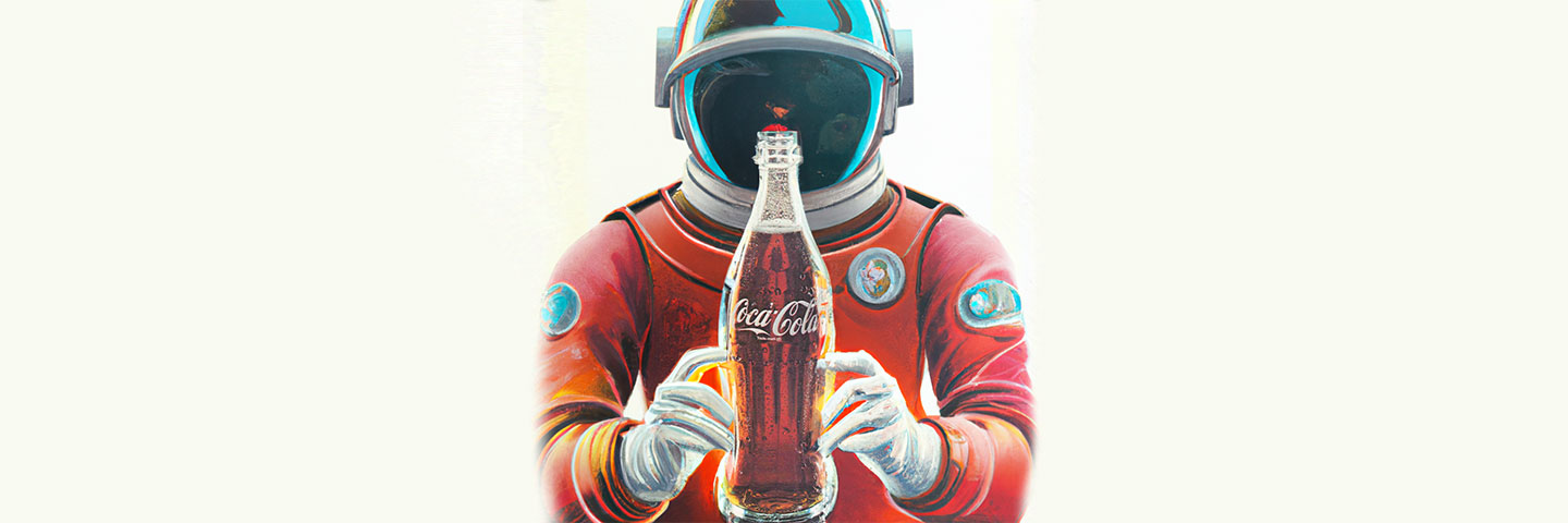 Astronaut artwork from Coca-Cola’s Create Real Magic campaign