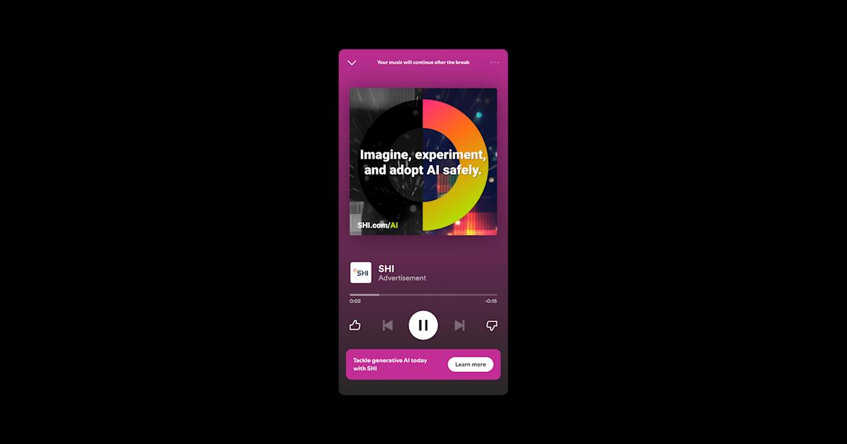 SHI’s companion display creative and call to action shown inside the Spotify mobile player