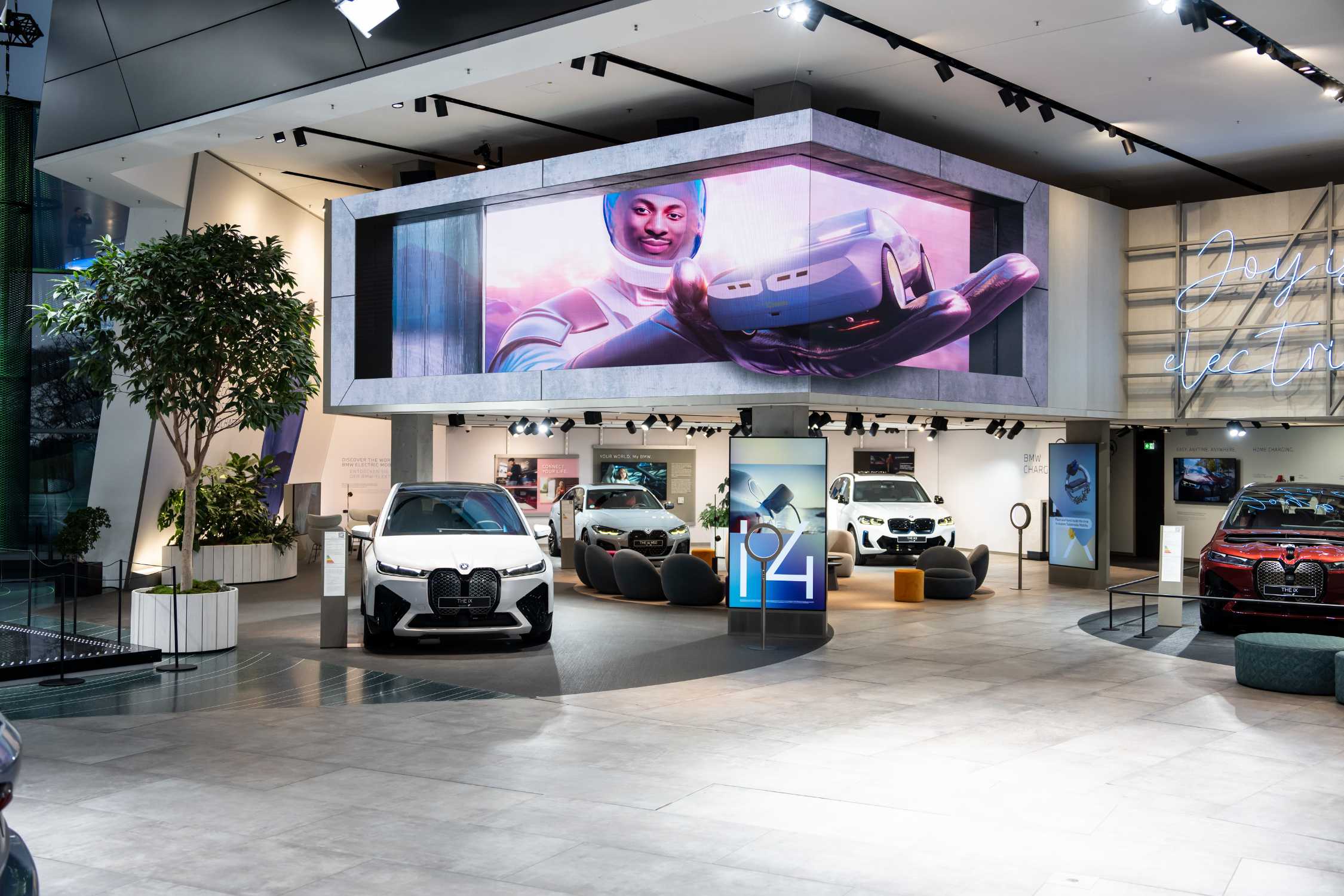 BMW i Mega Me immersive screen installation at BMW Welt.
