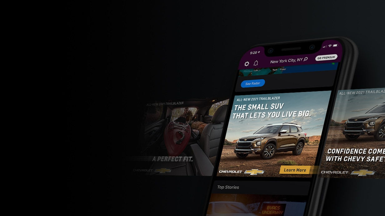 Phone screen and Trailblazer display ads showing several approved Chevrolet creative variations.