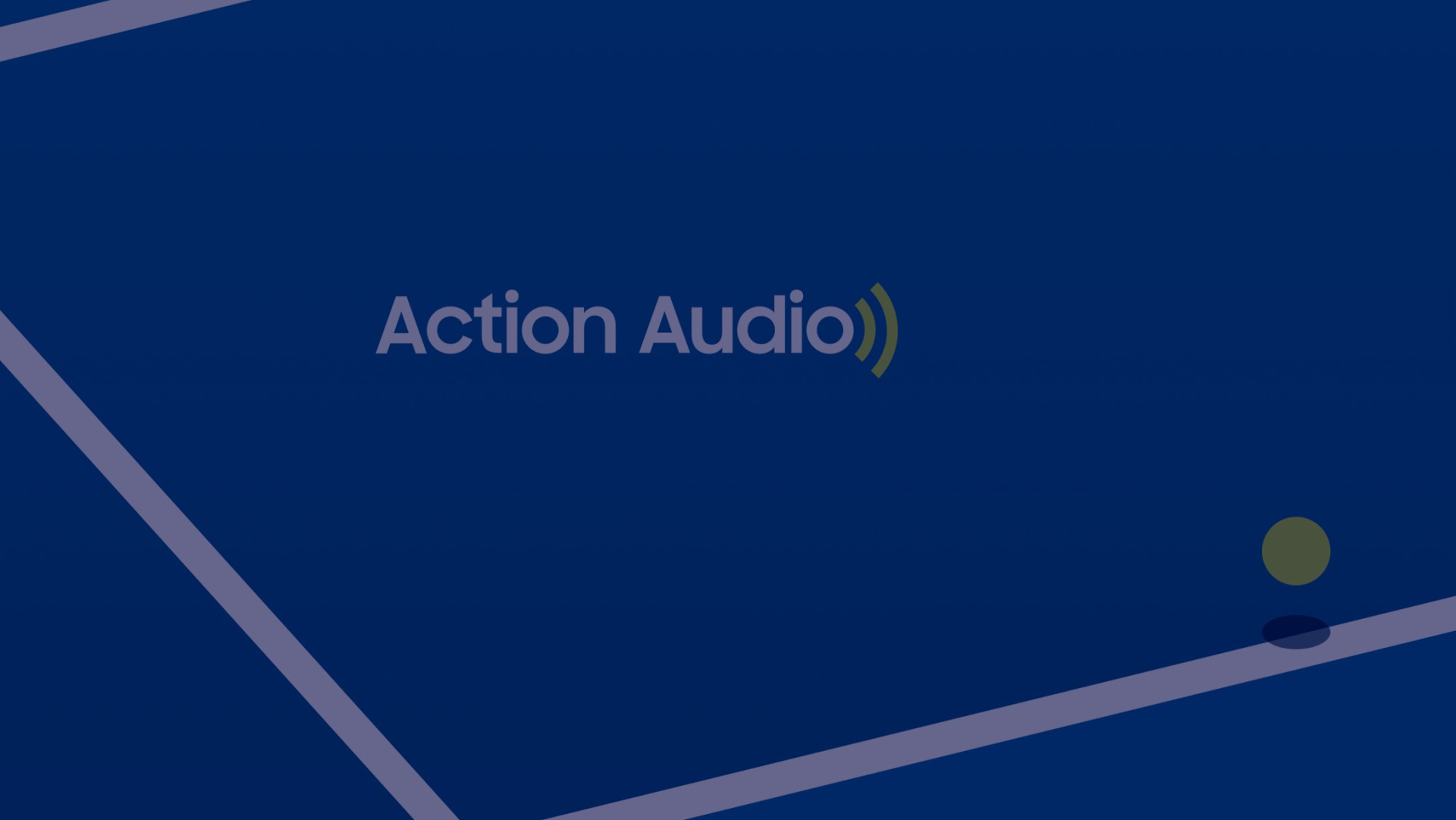 Action Audio identity over a stylised tennis court.