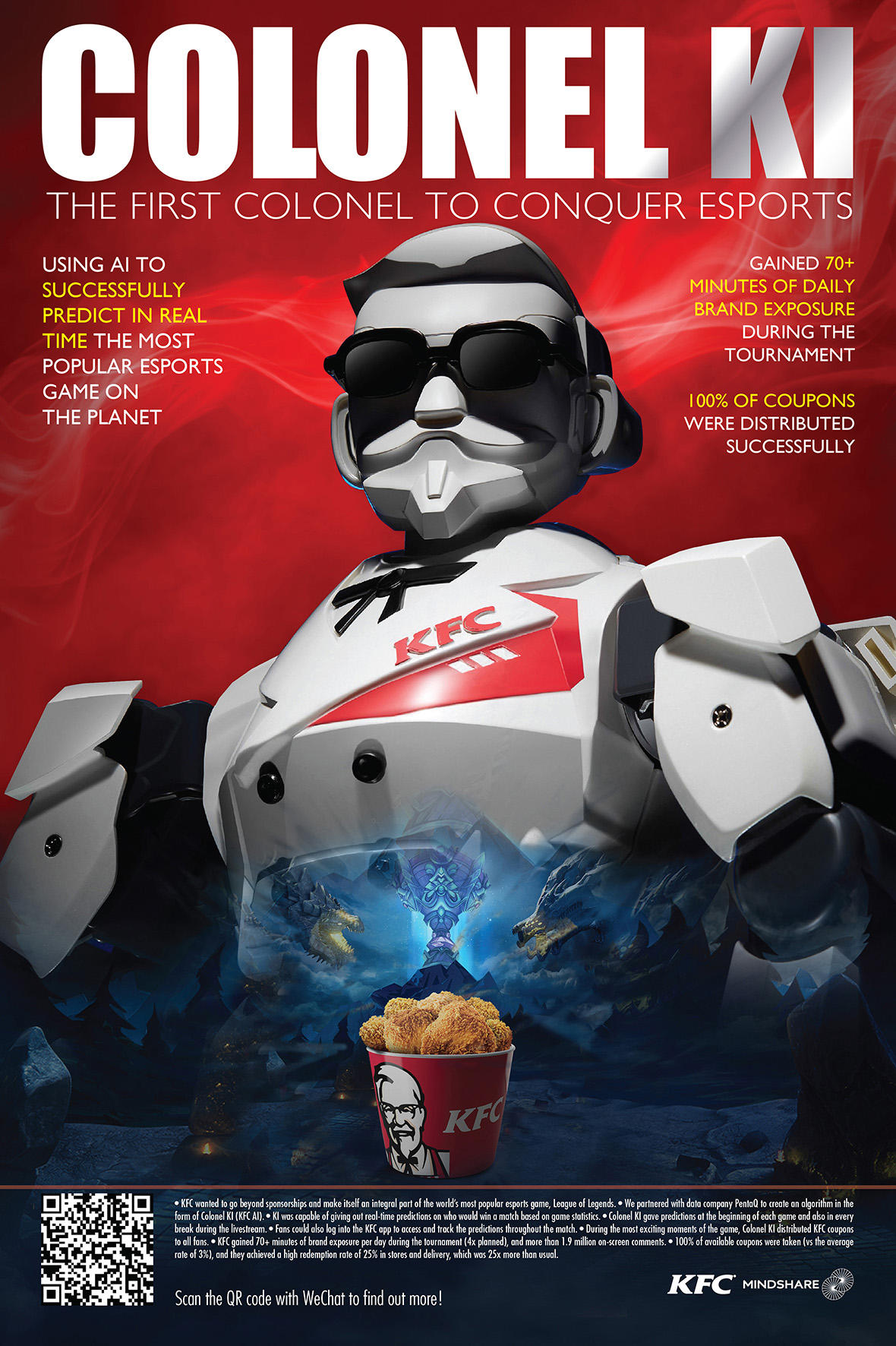 Robot Colonel KI appears in KFC esports campaign poster.