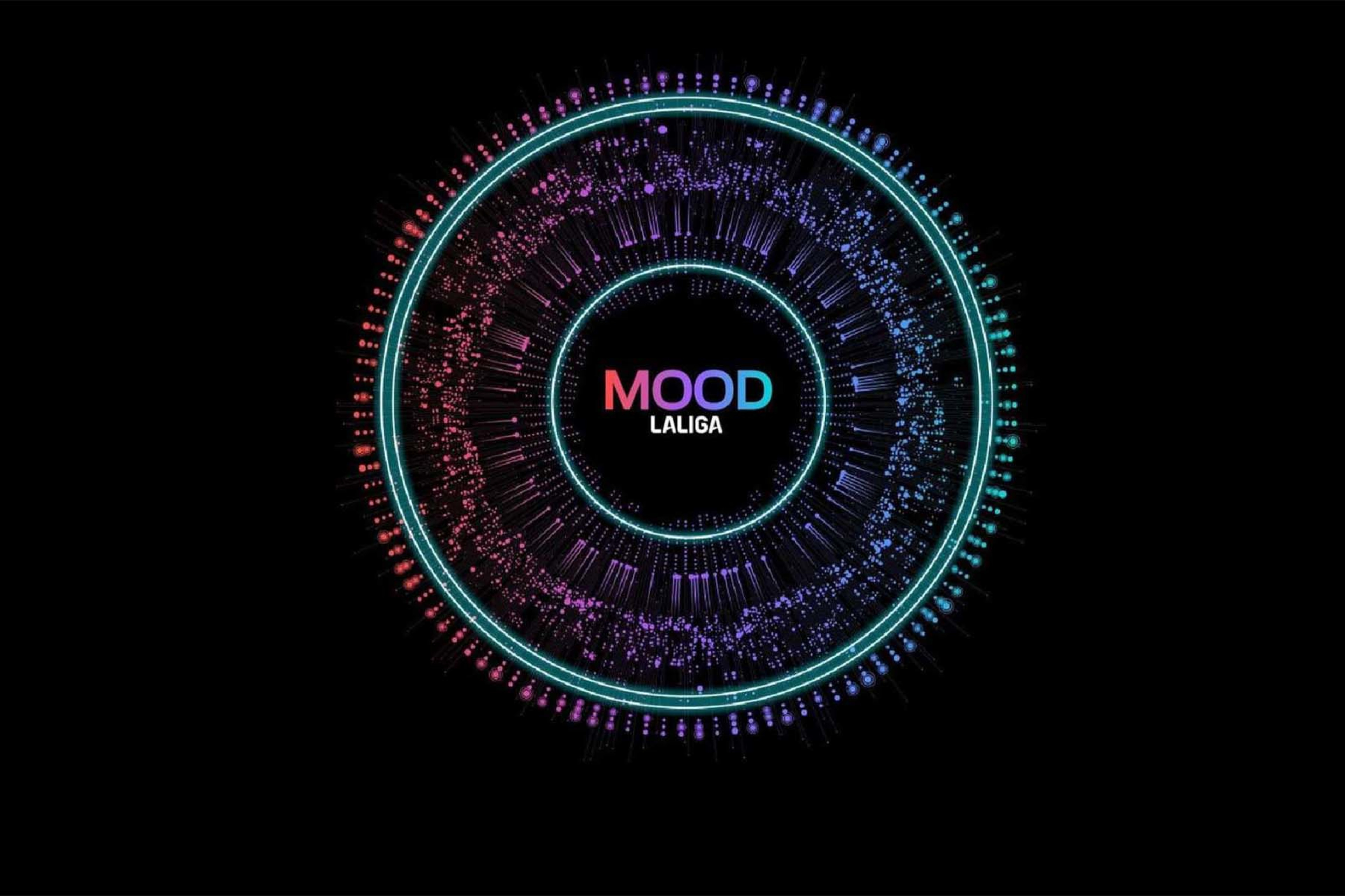 A circular data visual reads MOOD LALIGA.