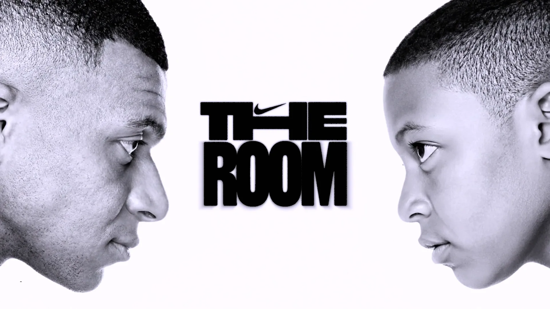 Adult and young depictions of Kylian Mbappé face each other beneath the title ‘The Room.’